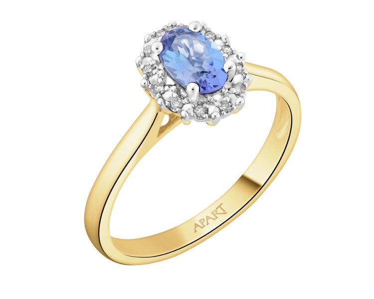 14 K Rhodium-Plated Yellow Gold Ring  - fineness 14 K