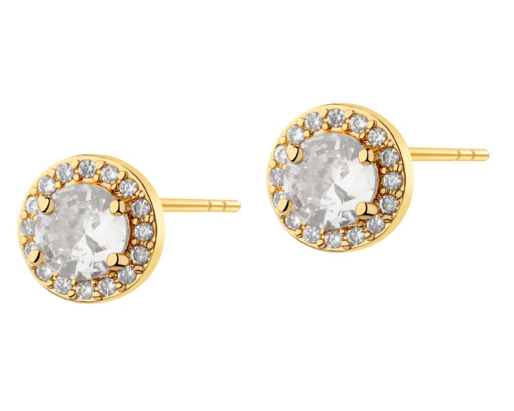 Gold-Plated Brass Earrings with Cubic Zirconia