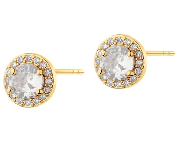 Gold-Plated Brass Earrings with Cubic Zirconia