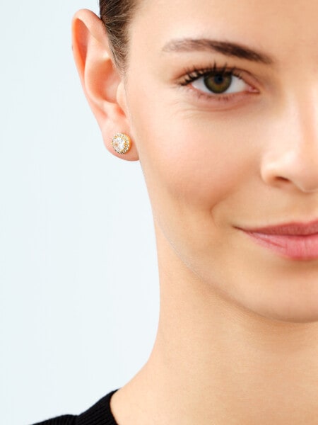 Gold-Plated Brass Earrings with Cubic Zirconia