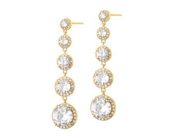 Gold-Plated Brass Dangling Earring with Cubic Zirconia