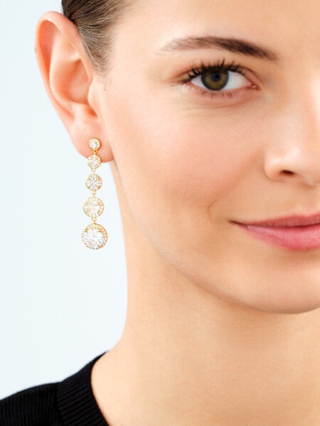 Gold-Plated Brass Dangling Earring with Cubic Zirconia