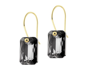 14 K Yellow Gold Dangling Earring with Synthetic Crystal