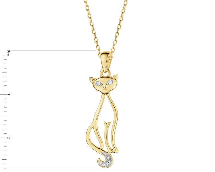 9 K Rhodium-Plated Yellow Gold Pendant with Diamonds - 0,02 ct - fineness 9 K