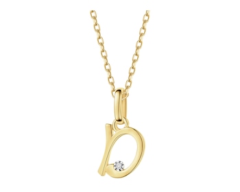 9 K Rhodium-Plated Yellow Gold Pendant with Diamond - 0,003 ct - fineness 9 K