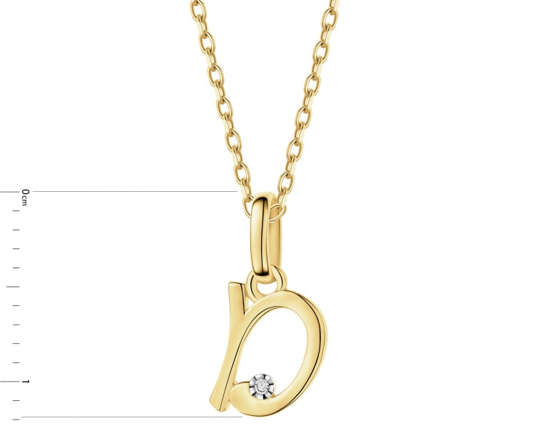 9 K Rhodium-Plated Yellow Gold Pendant with Diamond - 0,003 ct - fineness 9 K