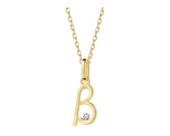 9 K Rhodium-Plated Yellow Gold Pendant with Diamond - 0,003 ct - fineness 9 K