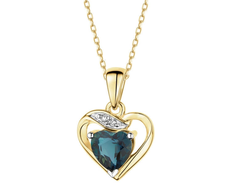 9 K Rhodium-Plated Yellow Gold Pendant  - fineness 9 K