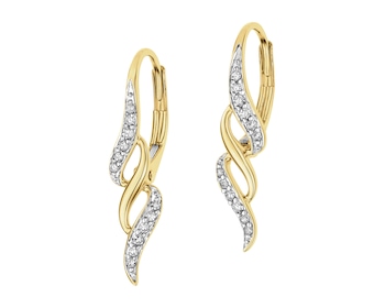 14 K Rhodium-Plated Yellow Gold Earrings with Diamonds - 0,10 ct - fineness 14 K