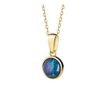 8 K Yellow Gold Pendant with Opalite