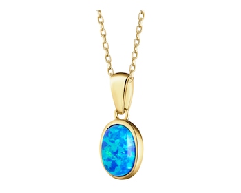 8 K Yellow Gold Pendant with Opalite