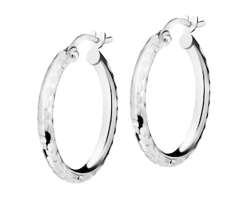 14 K Rhodium-Plated White Gold Hoop Earring 