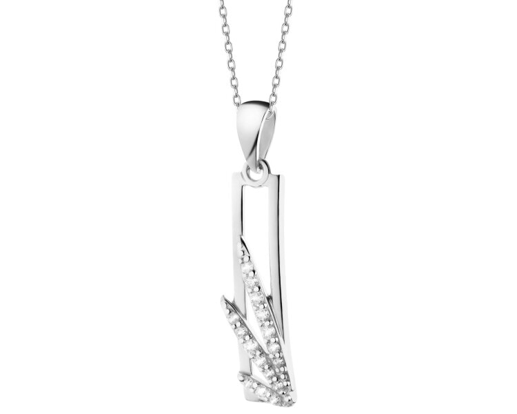 14 K Rhodium-Plated White Gold Pendant with Cubic Zirconia