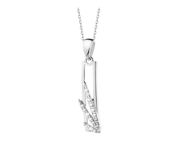 14 K Rhodium-Plated White Gold Pendant with Cubic Zirconia