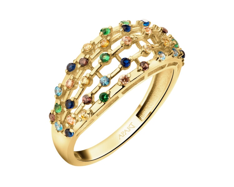 8 K Yellow Gold Ring with Cubic Zirconia