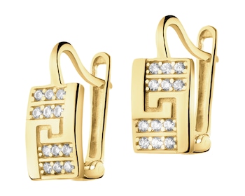 8 K Yellow Gold Earrings with Cubic Zirconia