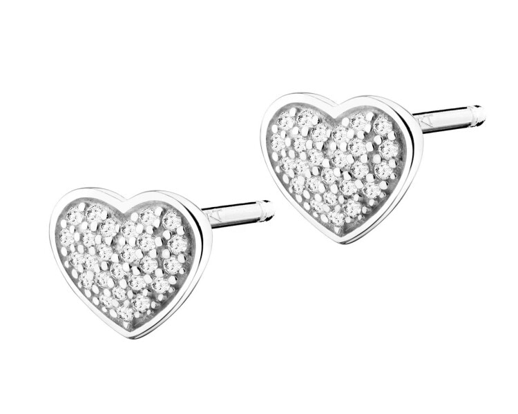 9 K Rhodium-Plated White Gold Earrings with Diamonds - 0,07 ct - fineness 9 K