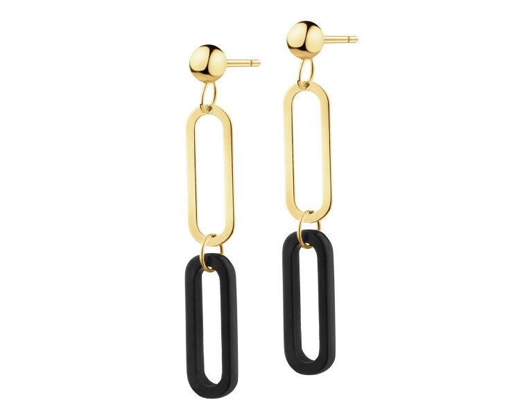 9 K Yellow Gold Dangling Earring with Agate