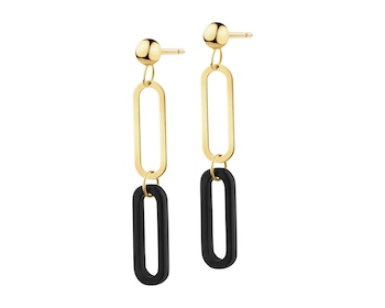 9 K Yellow Gold Dangling Earring with Agate