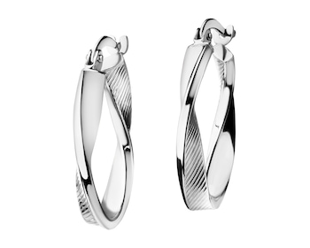 14 K Rhodium-Plated White Gold Earrings 