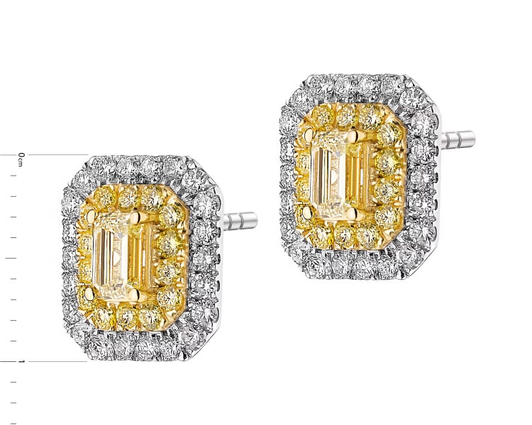 Náušnice z bílého a žlutého zlata s diamanty - 1,20 ct - ryzost 585