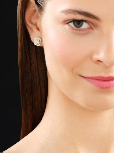 Náušnice z bílého a žlutého zlata s diamanty - 1,20 ct - ryzost 585