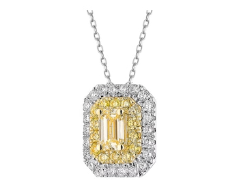 585 Rhodium-Plated White Gold, Yellow Gold Pendant  - 0,60 ct - fineness 585