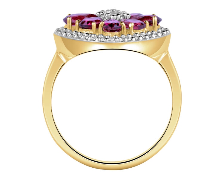 14 K Rhodium-Plated Yellow Gold Ring  - fineness 14 K