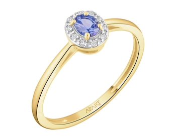 14 K Rhodium-Plated Yellow Gold Ring  - fineness 14 K