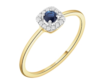 14 K Rhodium-Plated Yellow Gold Ring  - fineness 14 K