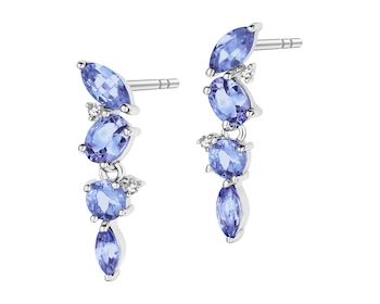 14 K Rhodium-Plated White Gold Earrings  - fineness 14 K