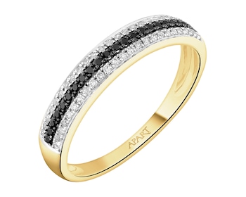 14 K Rhodium-Plated Yellow Gold Ring  - 0,15 ct - fineness 14 K