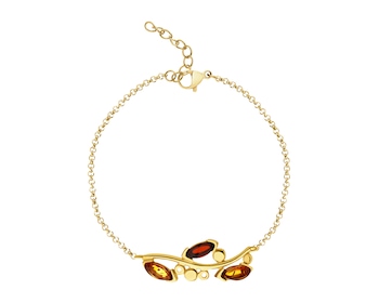 Gold-Plated Silver Bracelet with Amber