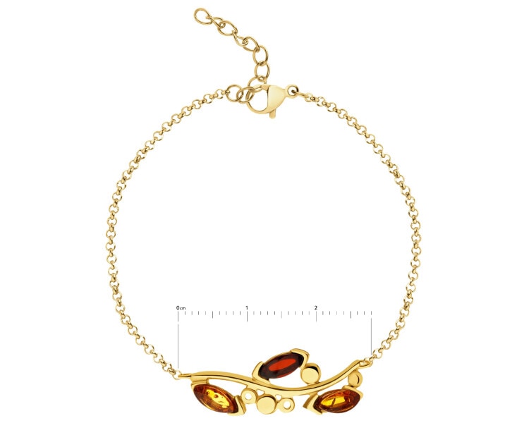 Gold-Plated Silver Bracelet with Amber