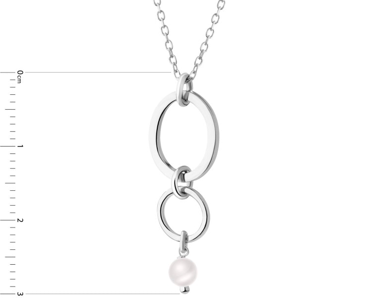 Rhodium Plated Silver Necklace with Pearl