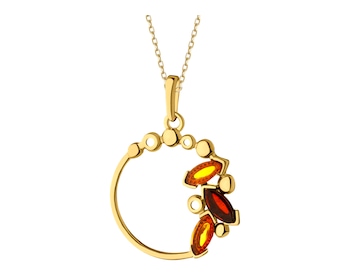 Gold-Plated Silver Pendant with Amber