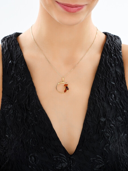 Gold-Plated Silver Pendant with Amber