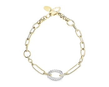 14 K Rhodium-Plated Yellow Gold Bracelet with Cubic Zirconia