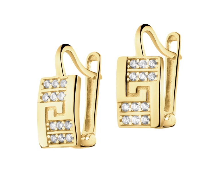 14 K Yellow Gold Earrings with Cubic Zirconia