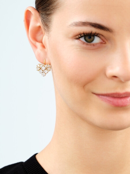 Gold-Plated Brass Earrings with Cubic Zirconia