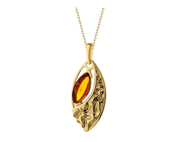 Gold-Plated Silver Pendant with Amber