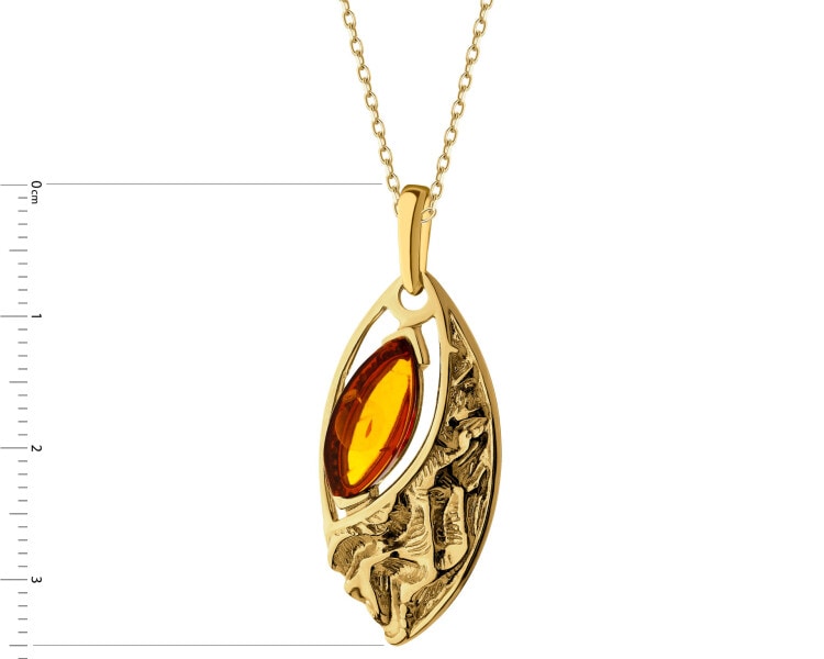 Gold-Plated Silver Pendant with Amber