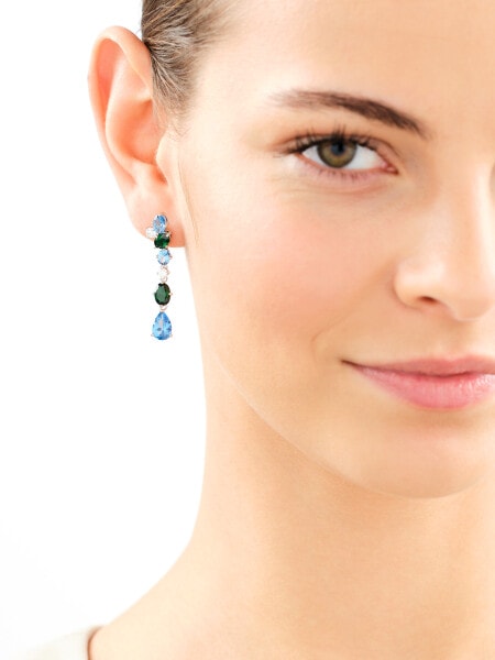 Rhodium Plated Silver Dangling Earring with Cubic Zirconia