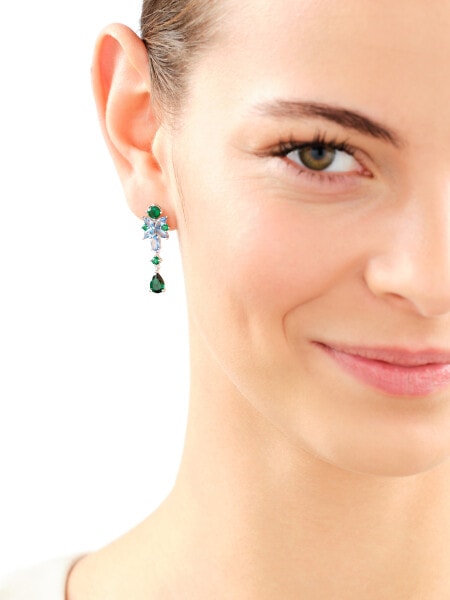 Rhodium Plated Silver Dangling Earring with Cubic Zirconia