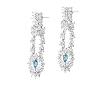 Rhodium Plated Silver Dangling Earring with Cubic Zirconia