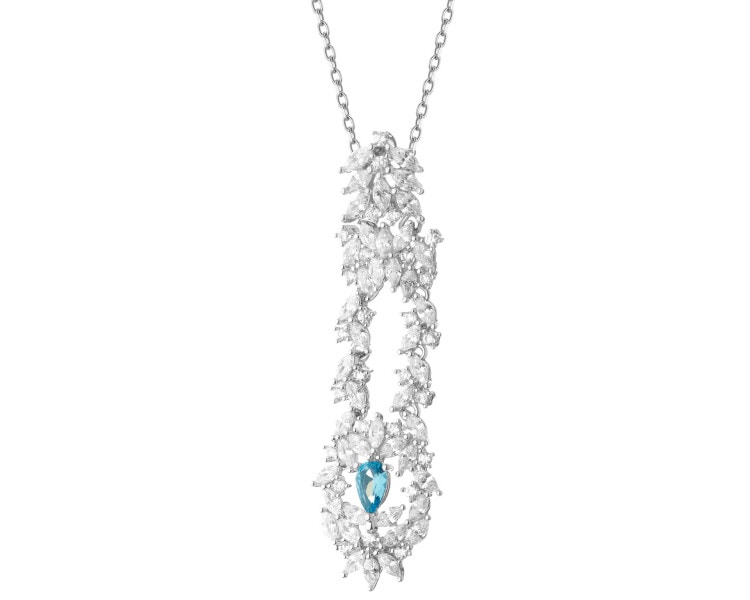 Rhodium Plated Silver Pendant with Cubic Zirconia