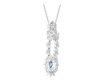 Rhodium Plated Silver Pendant with Cubic Zirconia