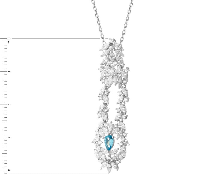 Rhodium Plated Silver Pendant with Cubic Zirconia