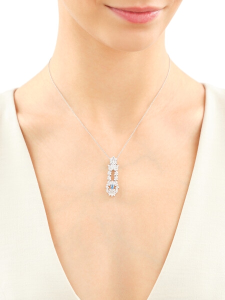 Rhodium Plated Silver Pendant with Cubic Zirconia