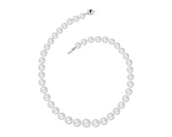 14 K Rhodium-Plated White Gold Pearl Necklace  - fineness 14 K